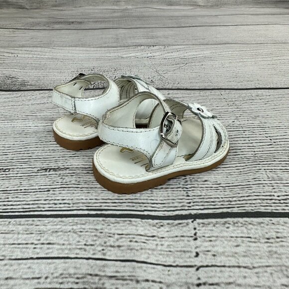 Taps Floral Sandals Infant Size 11 Baby Hook & Loop Play Dress Shoes - White - Picture 3 of 8